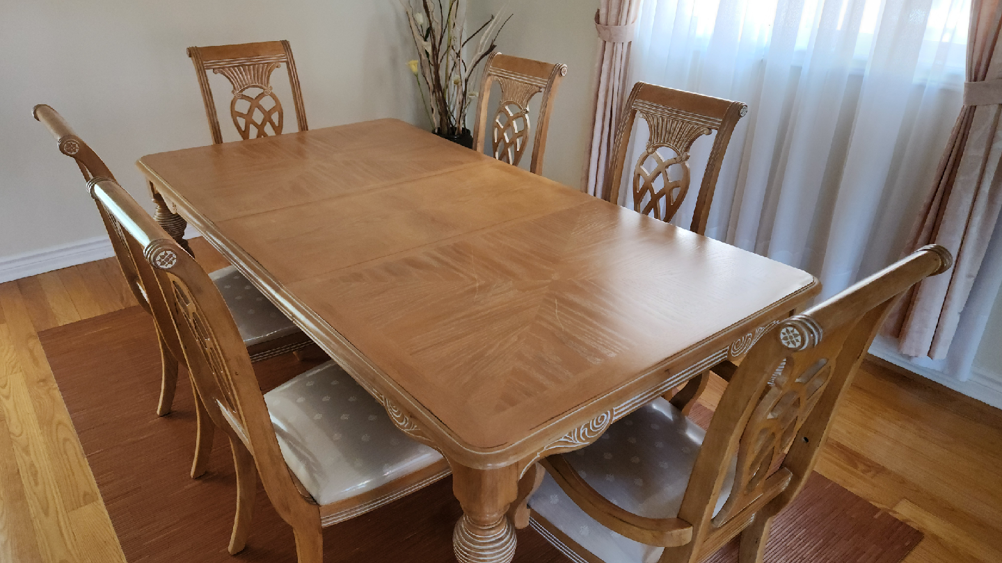 Wooden Dining Set with Hutch