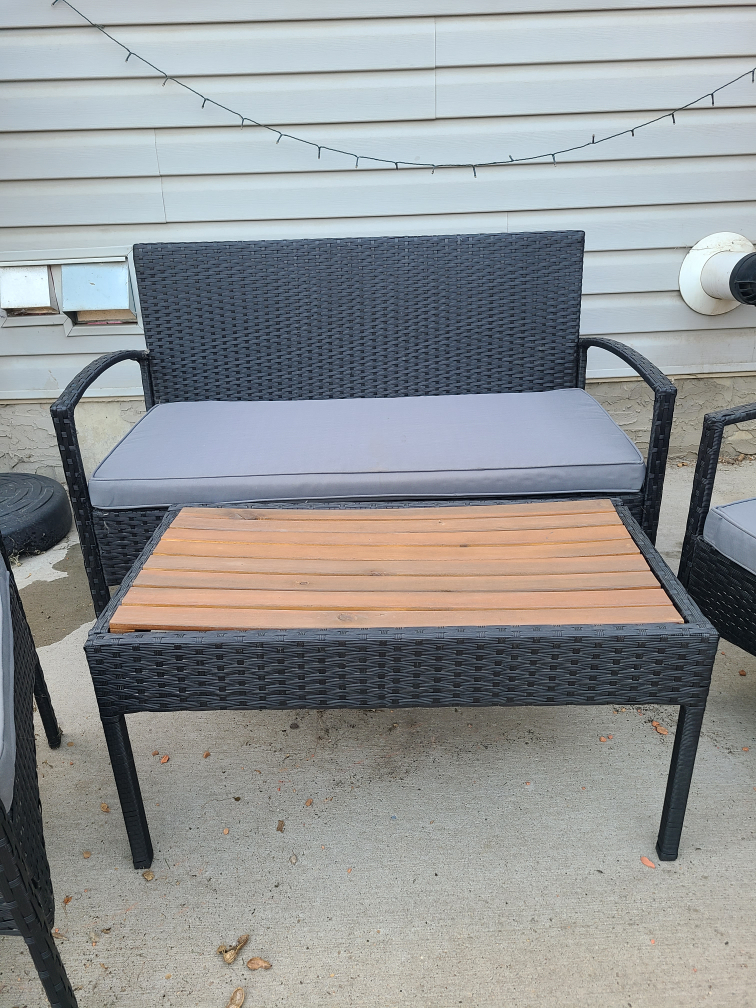 Outdoor Wicker Patio Set - Loveseat, Chairs & Table - photo 2
