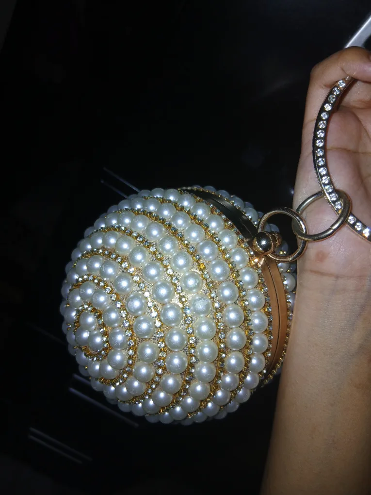 Pearl & Rhinestone Ball Clutch thumbnail