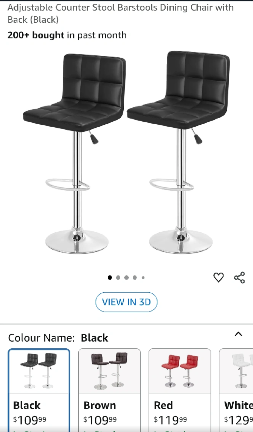 Set of 2 Black Faux Leather Bar Stools - photo 2