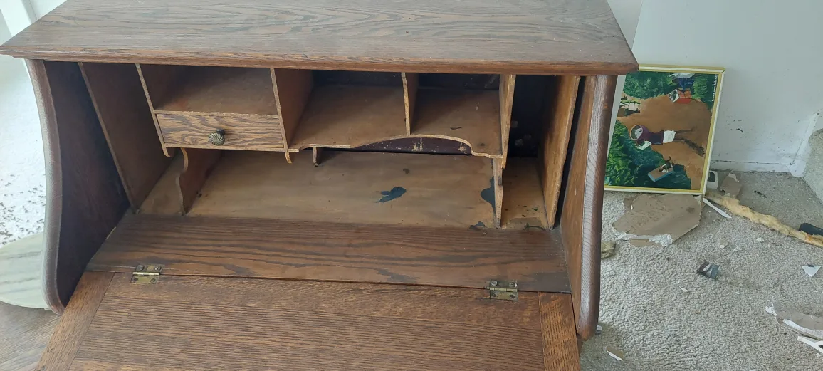 Antique Wood Secretary Desk & table image indicator(4)