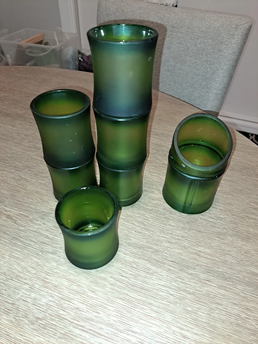 partylite Green Bamboo Style candle holders(Set of 7) image indicator(2)
