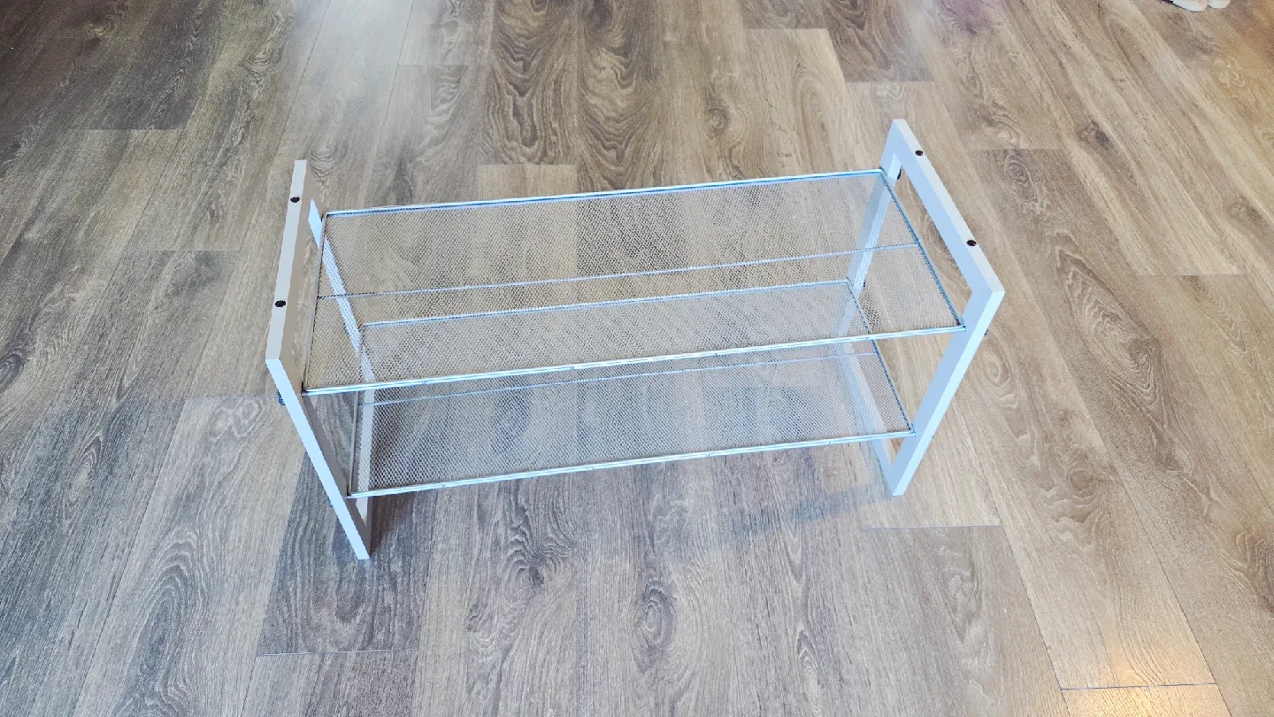 White Metal Mesh 2-Tier Shoe Rack thumbnail