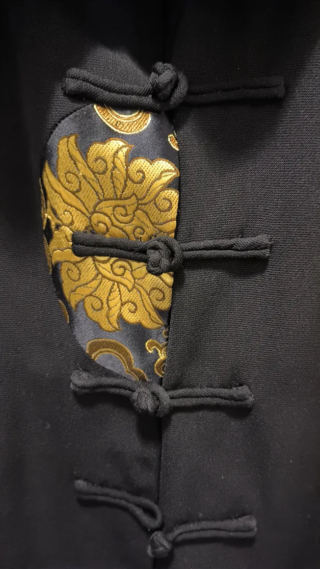 Black Long Coat with Floral Design-Size L image indicator(6)