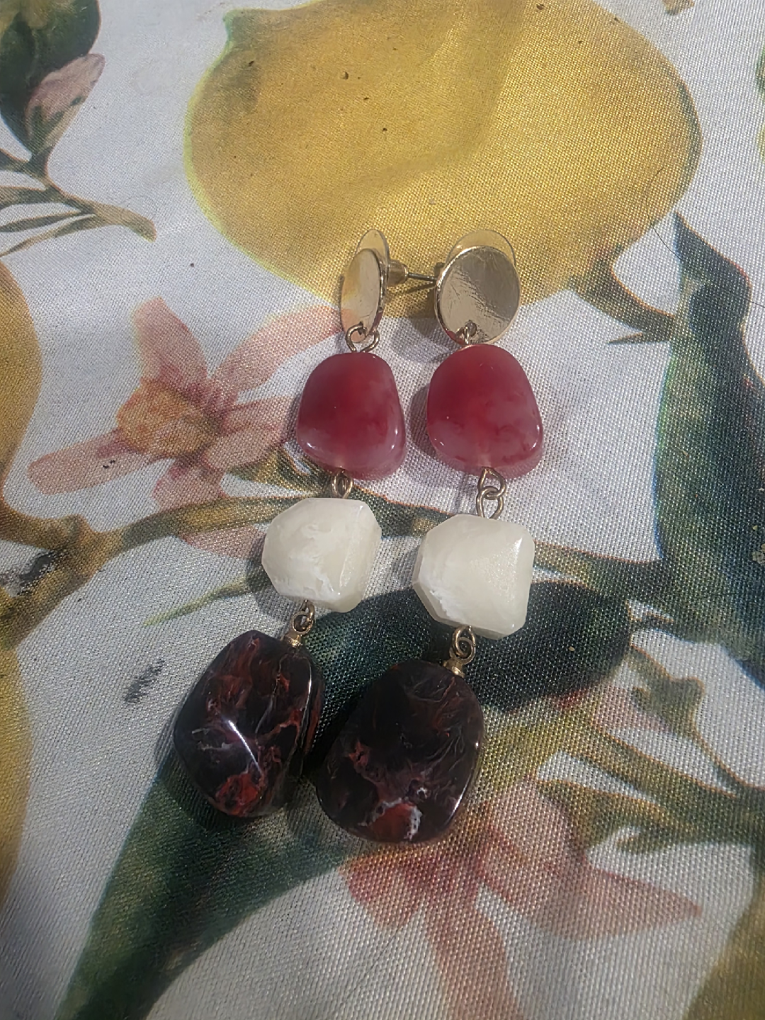 Drop Earrings - Red, White, Brown - photo 2
