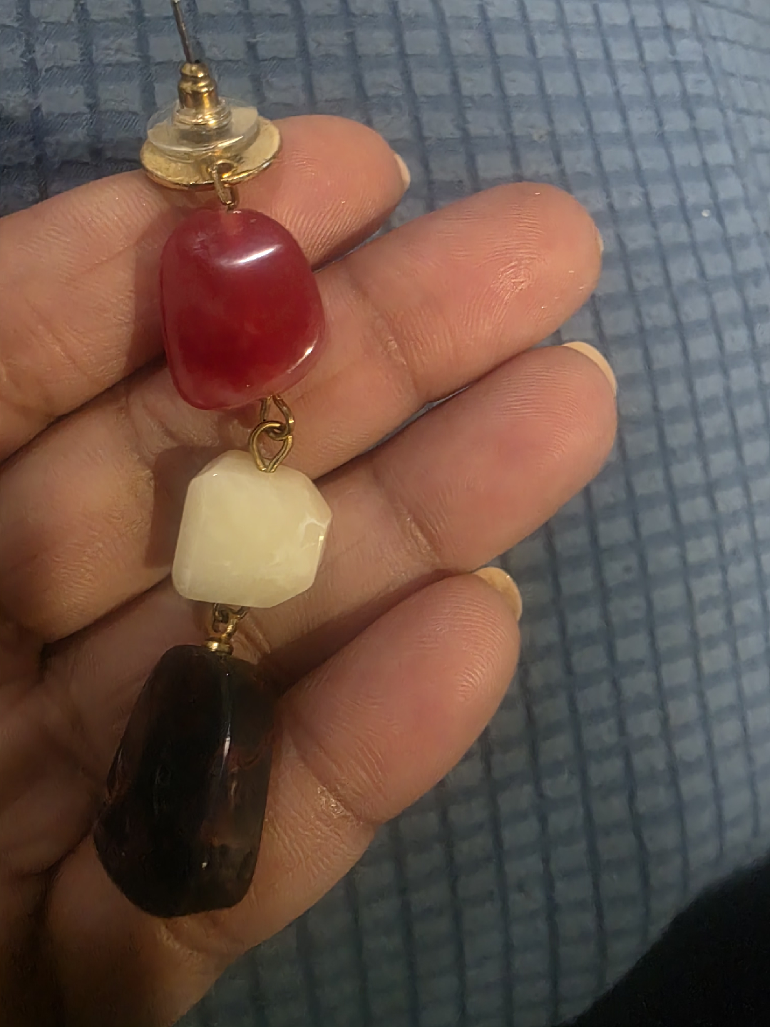 Drop Earrings - Red, White, Brown - photo 3