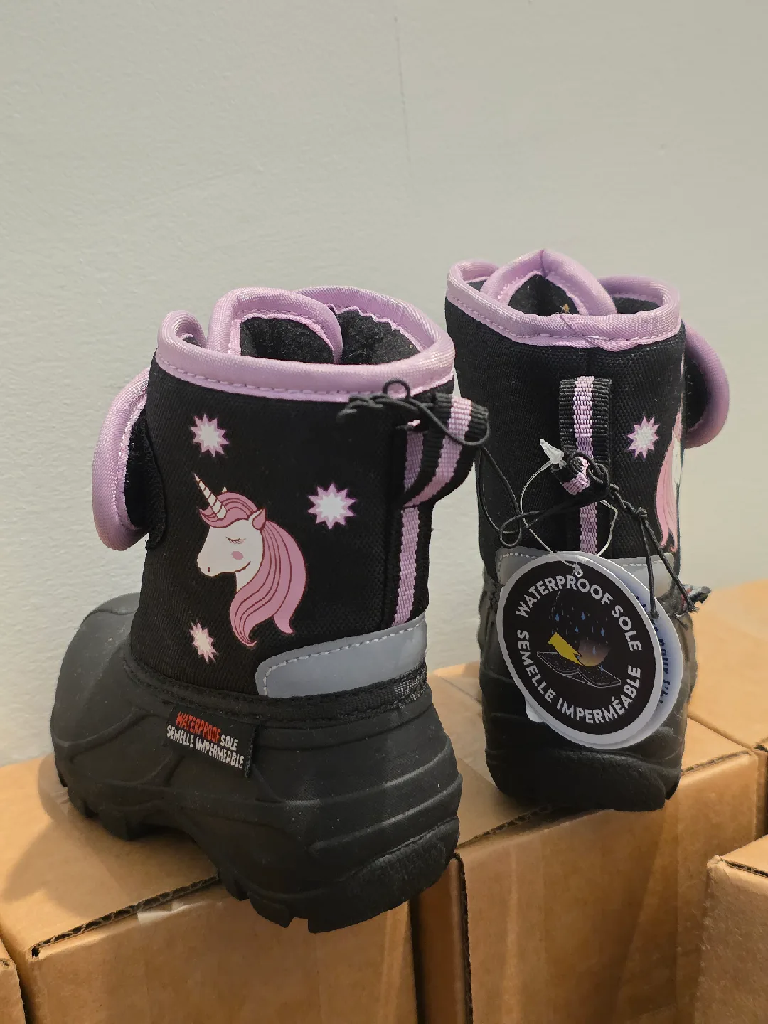 Size 5 Kids Winter Boots - Unicorn Design thumbnail