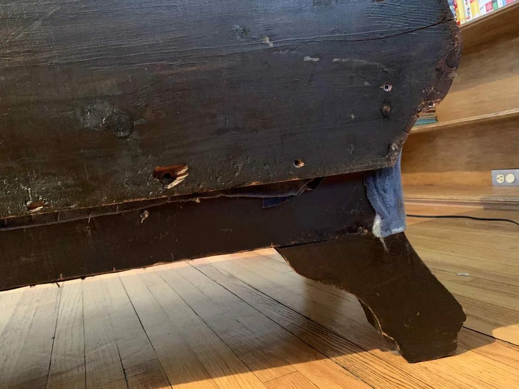 Antique blue velvet couch. Made in Toronto. image indicator(9)