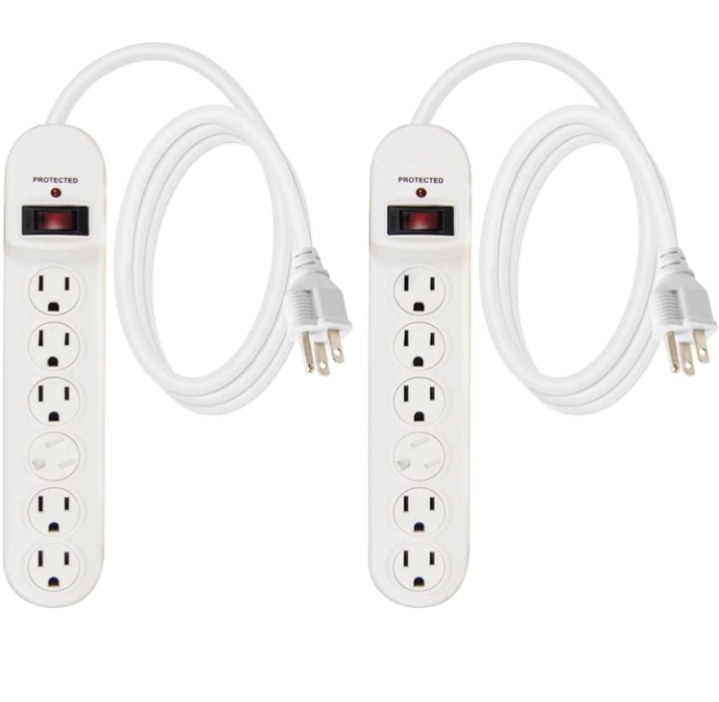 6-Outlet Power Strip Whit Surge Protector, 6 Ft Extension Cord