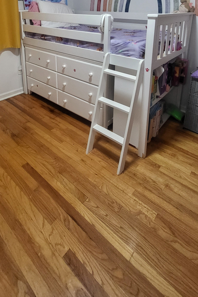 Kids White Loft Bed with Dresser and Bookshelf