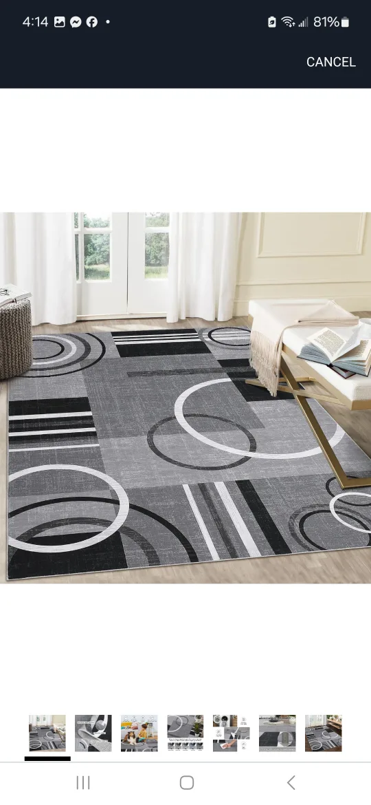 Grey & White Geometric Pattern Area Rug, 4x6 thumbnail
