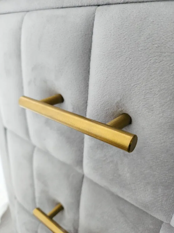 Gray Upholstered Side Tables with Gold Handles image indicator(3)