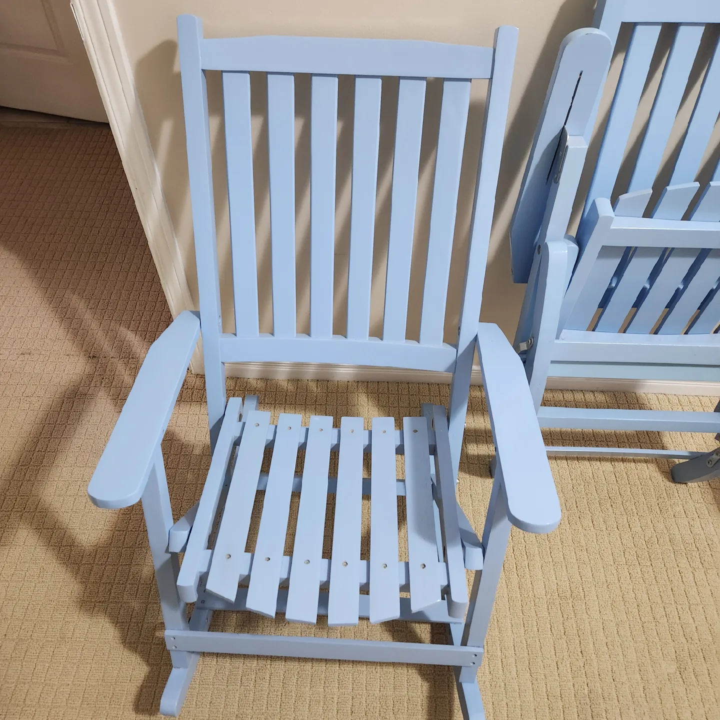 Pair of light Blue Folding Wooden Rocking Chair image indicator(2)
