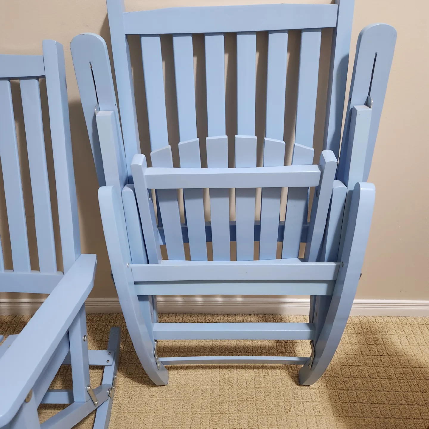 Pair of light Blue Folding Wooden Rocking Chair image indicator(3)