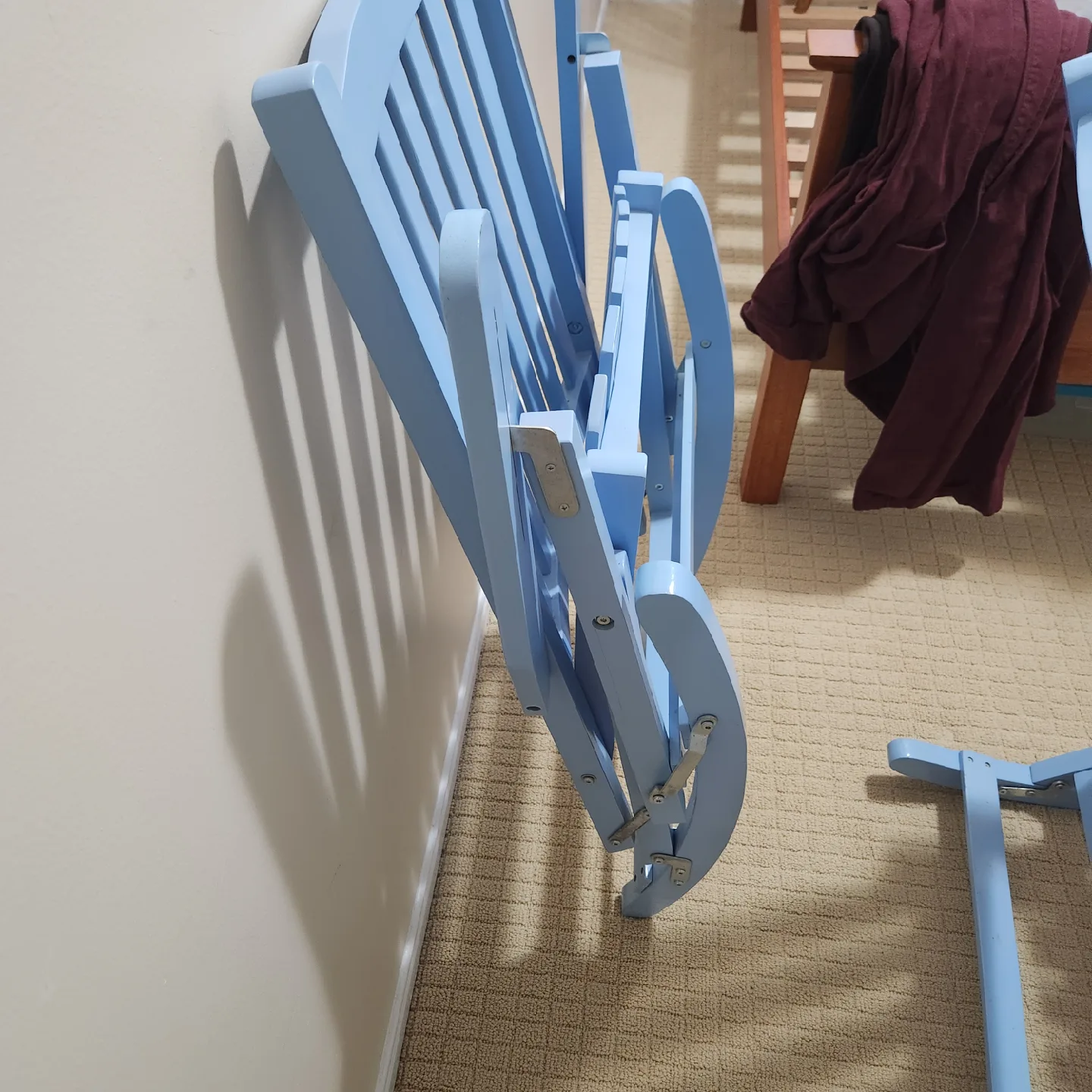 Pair of light Blue Folding Wooden Rocking Chair image indicator(4)