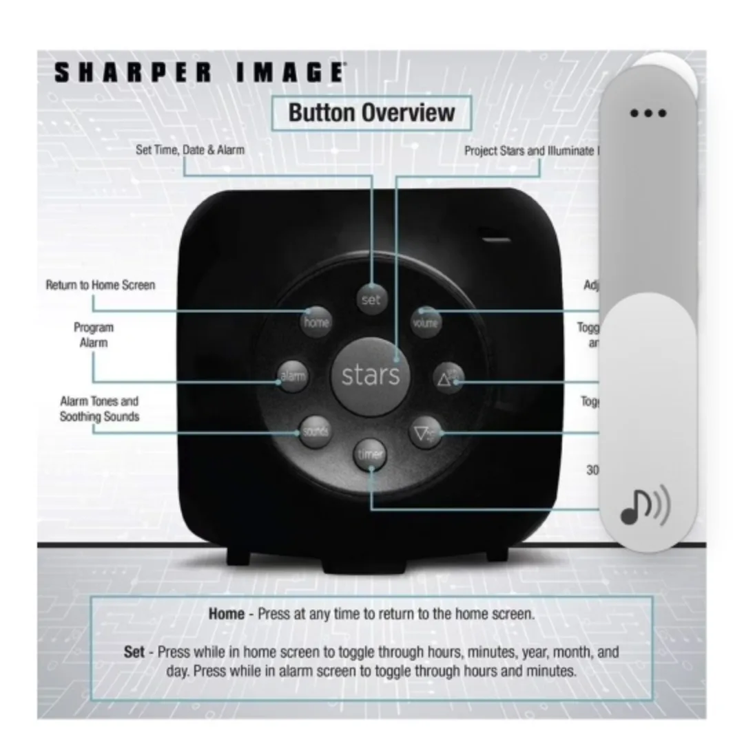 🥕Sharper Image Star Projector Alarm Clock image indicator(3)