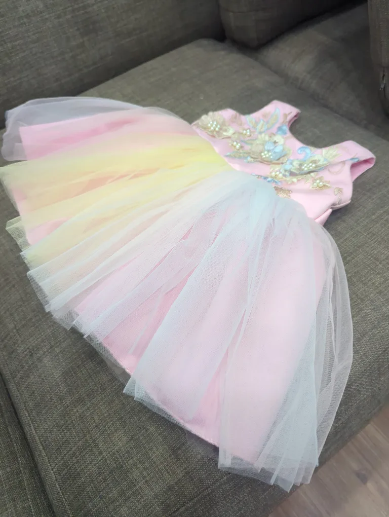 Pink & Rainbow Tutu Dress for baby girl image indicator(3)
