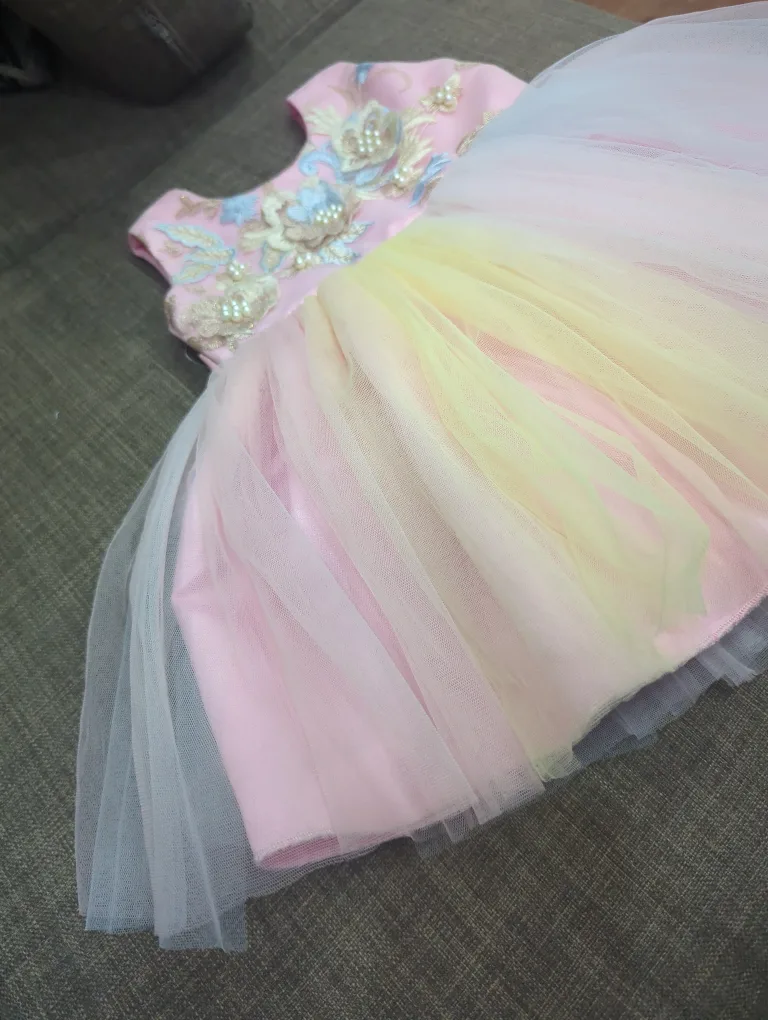 Pink & Rainbow Tutu Dress for baby girl image indicator(4)