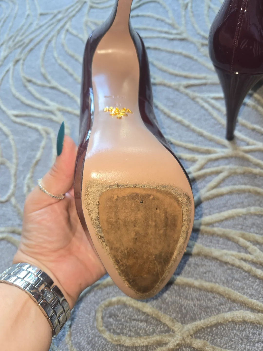 Prada Burgundy Patent Leather Pumps size 41 image indicator(7)