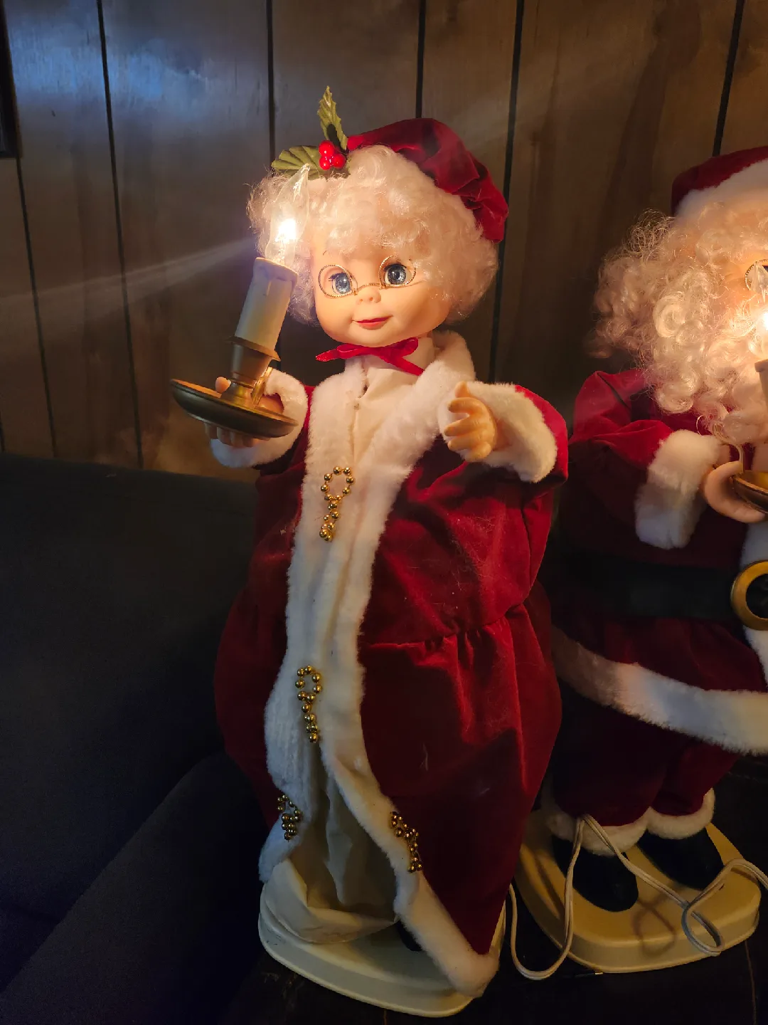 Vintage Mr. & Mrs. Santa Claus Animated Dolls thumbnail