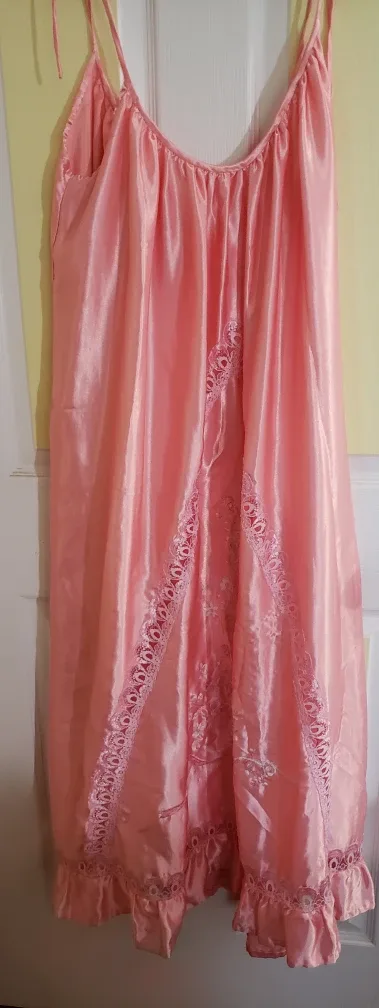 set Pink Satin Lingerie Dress with Lace Trim large x large image indicator(2)