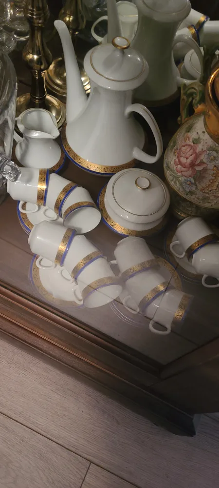 Expresso Coffee Set - White with Gold & Blue Trim image indicator(2)