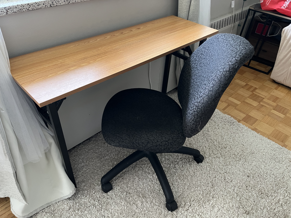 Folding Desk - Light Wood Top, Black Legs and Desk Chair - photo 3