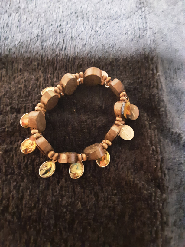 Wood Bead Bracelet with Charms