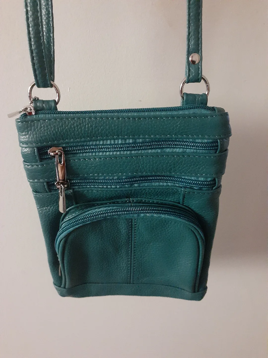 Genuine Leather Teal Crossbody Bag image indicator(2)