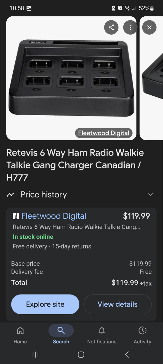 Retevis 6-Way Ham Radio Walkie Talkie Charger brand new