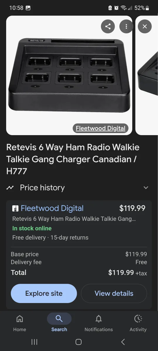 Retevis 6-Way Ham Radio Walkie Talkie Charger brand new thumbnail