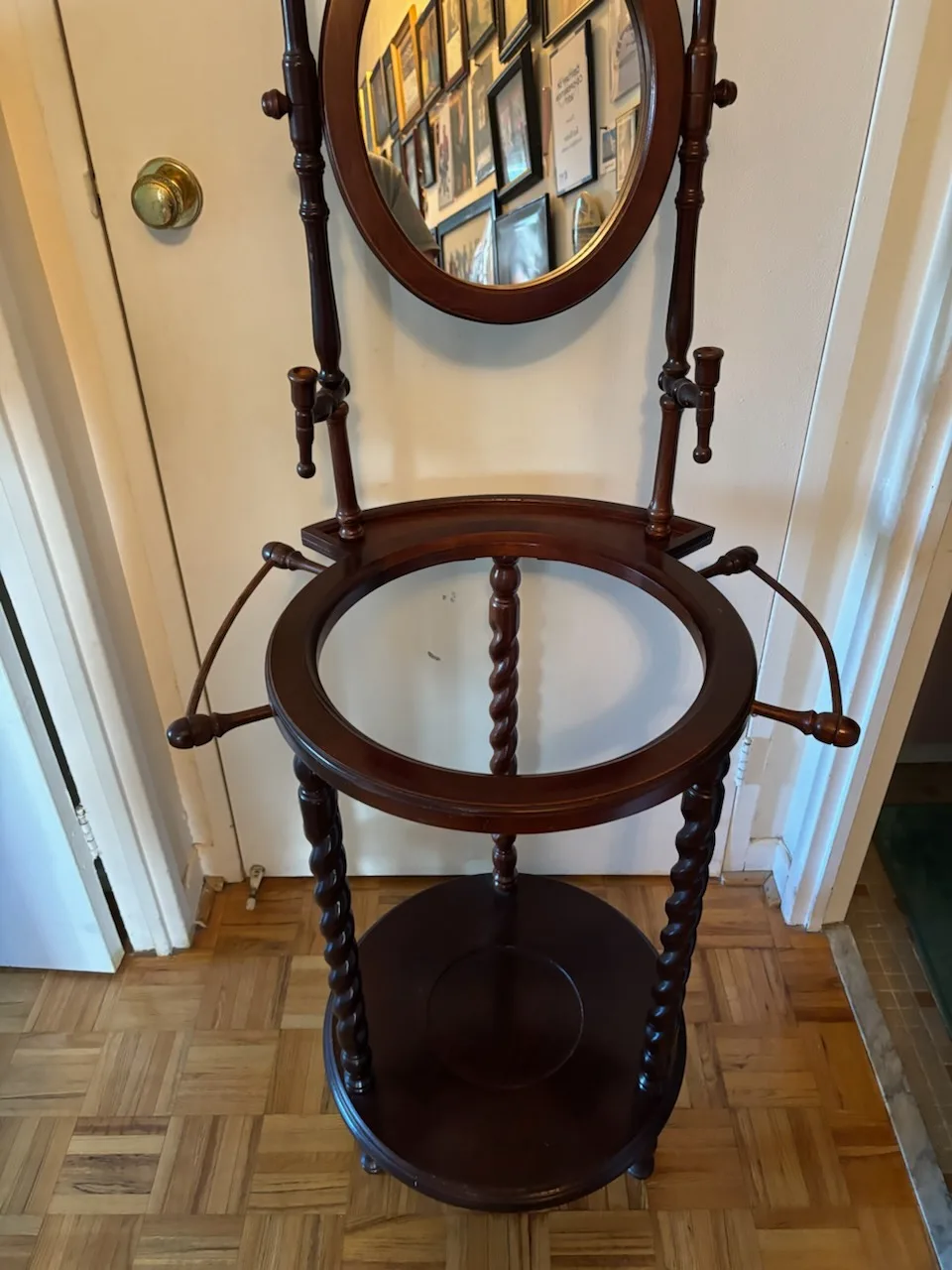 Antique Washstand with Mirror, Pitcher, Bowl, and Camber Pot image indicator(5)