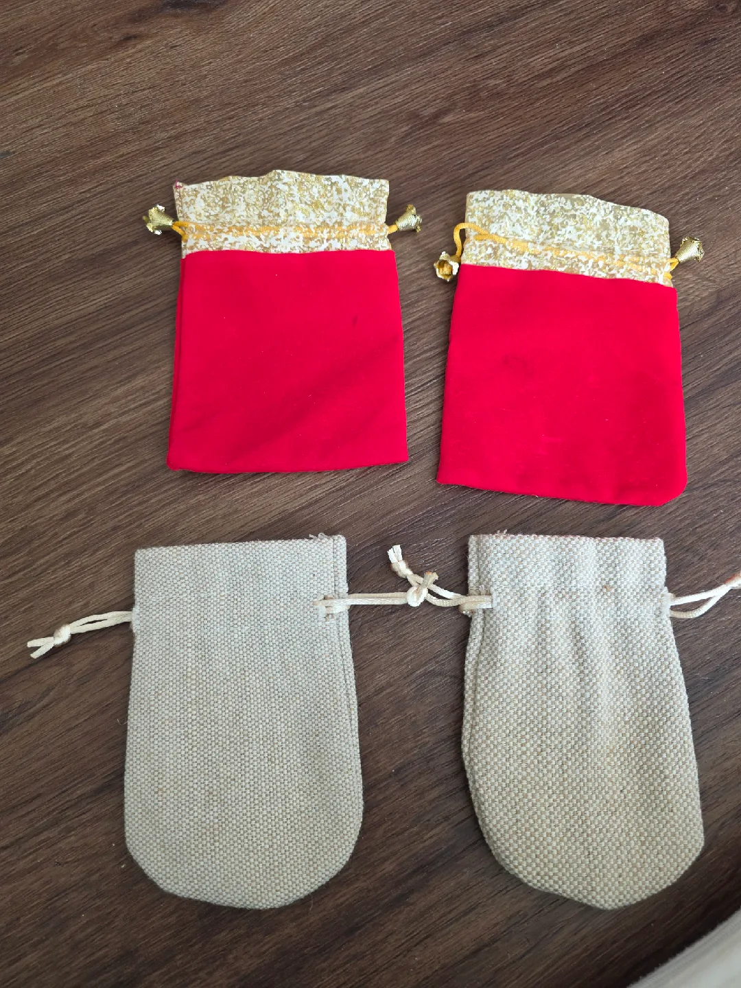 Drawstring Gift Bags - Red & Beige image indicator(2)
