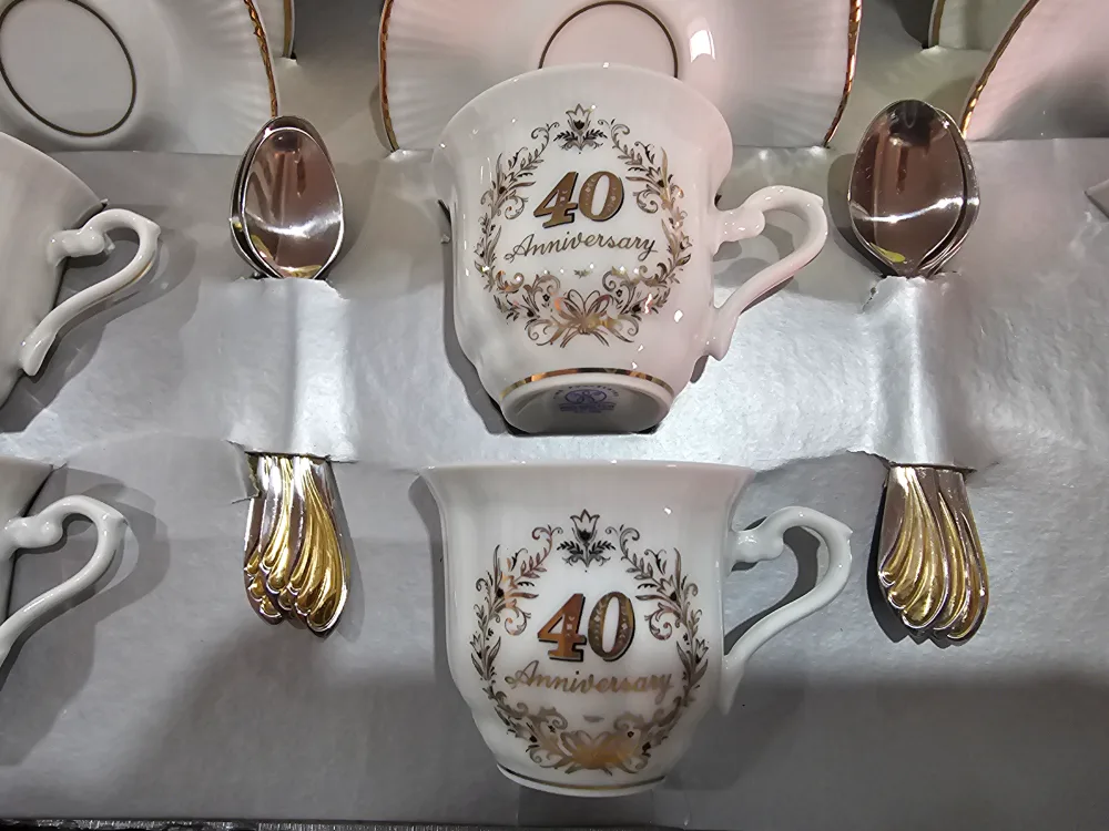 40th Anniversary gold plated  Espresso/ Cup Set - New in Box image indicator(2)