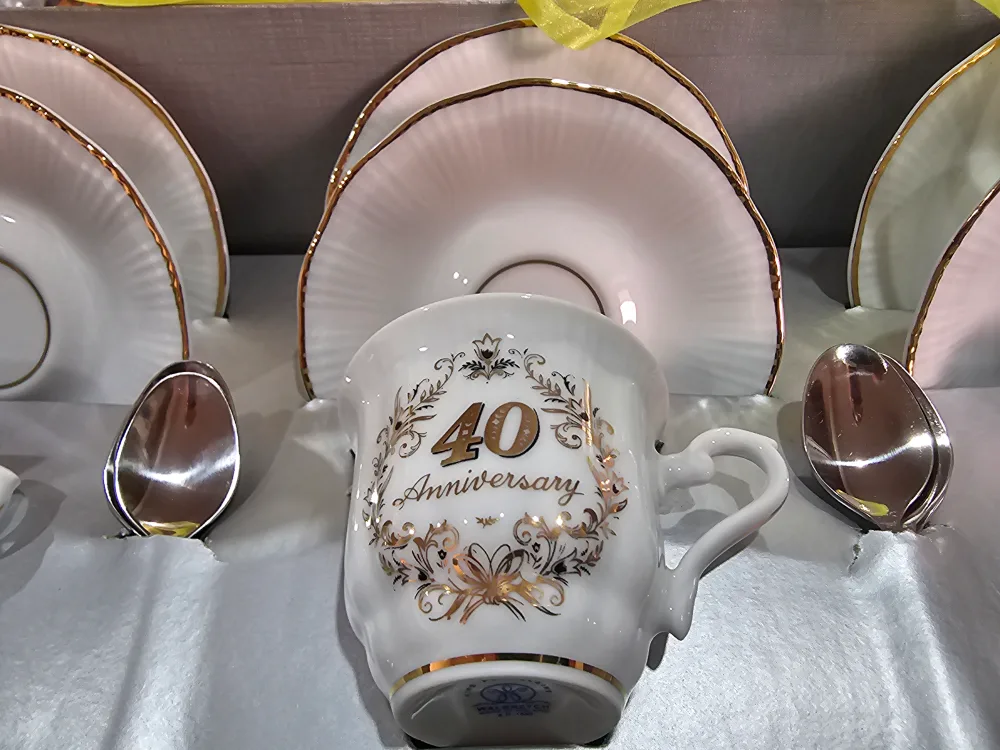 40th Anniversary gold plated  Espresso/ Cup Set - New in Box image indicator(3)