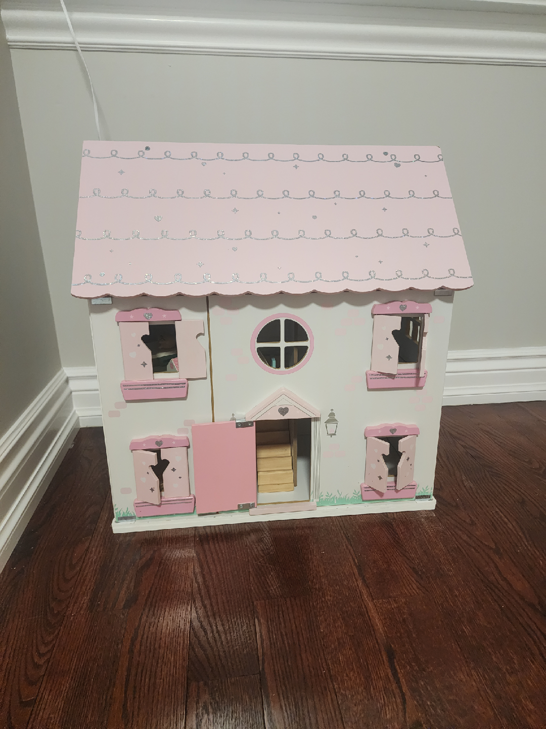 Pink & White Wooden Dollhouse