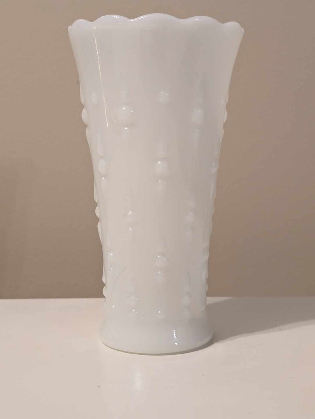 Vintage Milk Glass Vase, 8 inches tall
