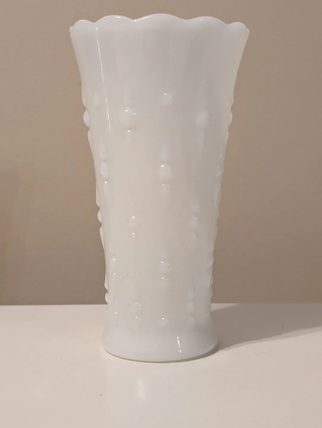 Vintage Milk Glass Vase, 8 inches tall thumbnail