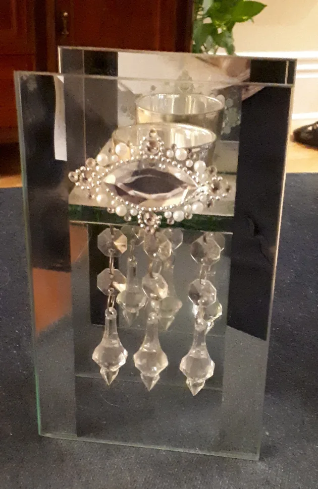 Glass Candle Holder with Crystal Accents thumbnail