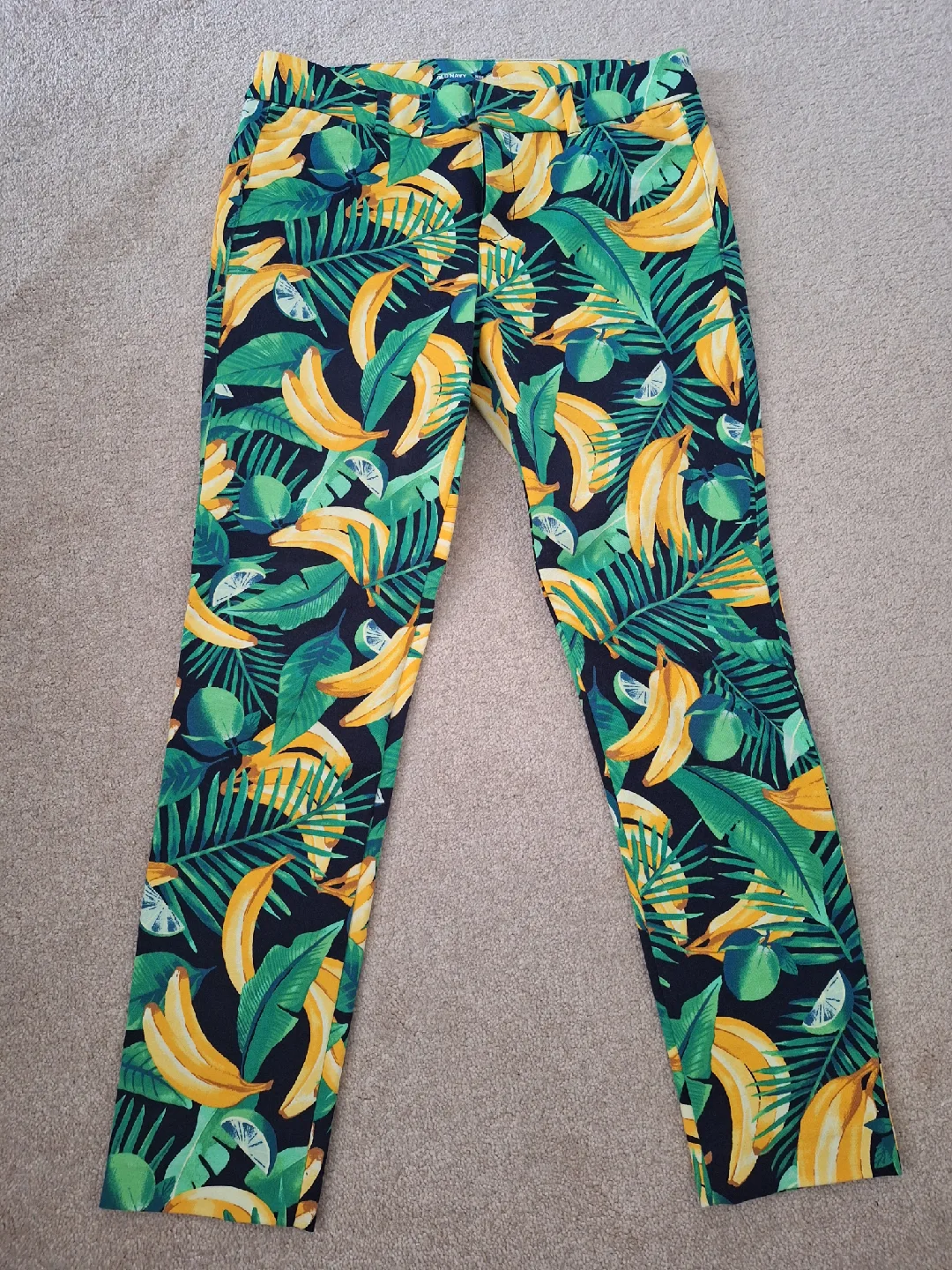 Old Navy Pixie Ankle Pants - Banana Leaf Print and Navy Blue thumbnail