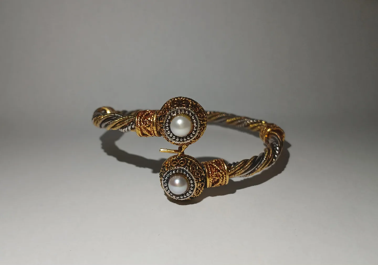 Pearl Bangle Gold & Silver Tone South Asian style thumbnail