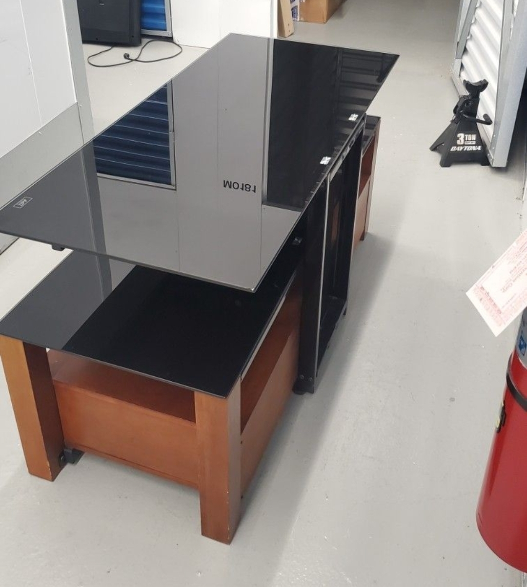 Glass TV Stand Storage Wooden Draws - photo 4