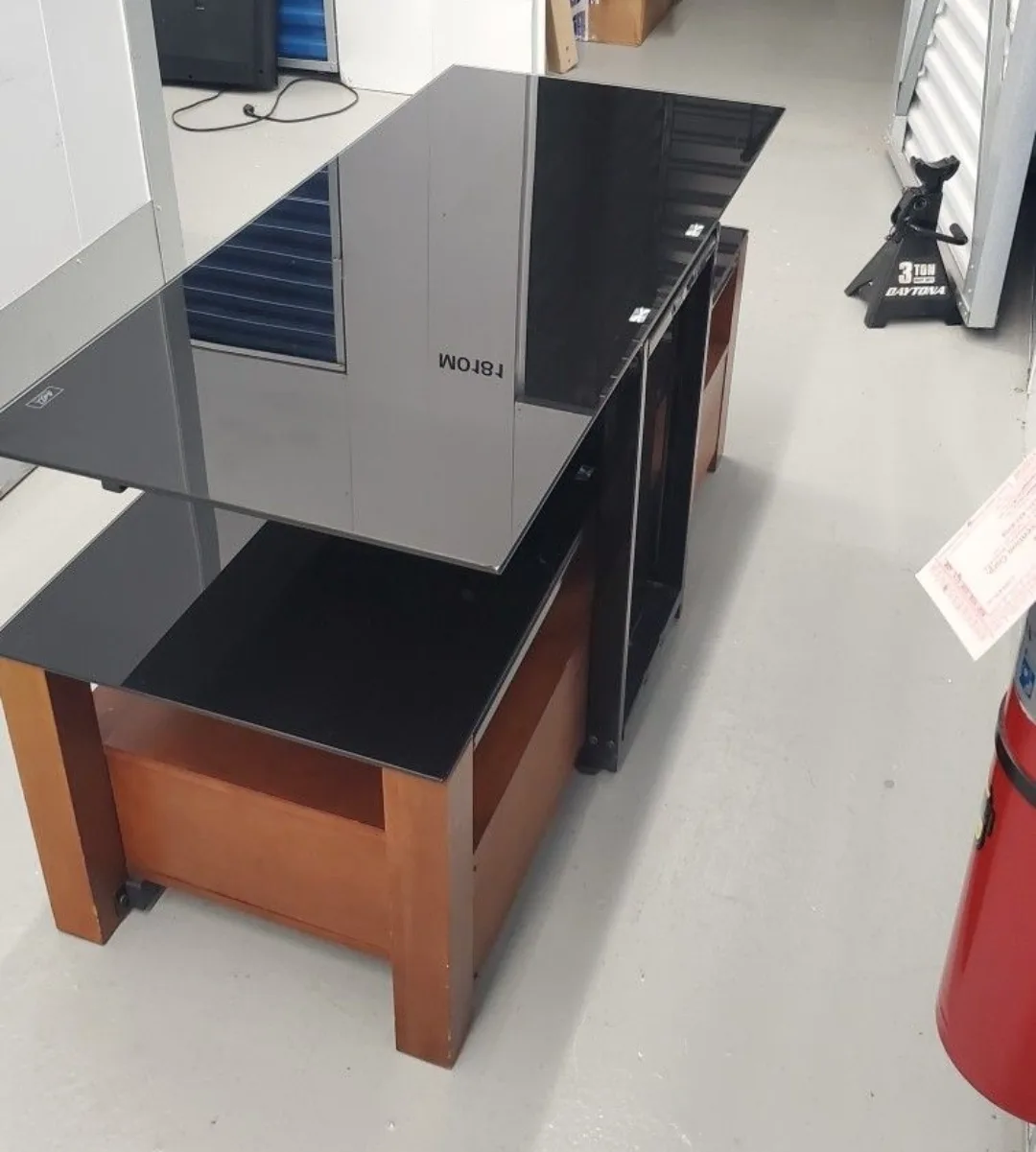 Glass TV Stand Storage Wooden Draws image indicator(4)