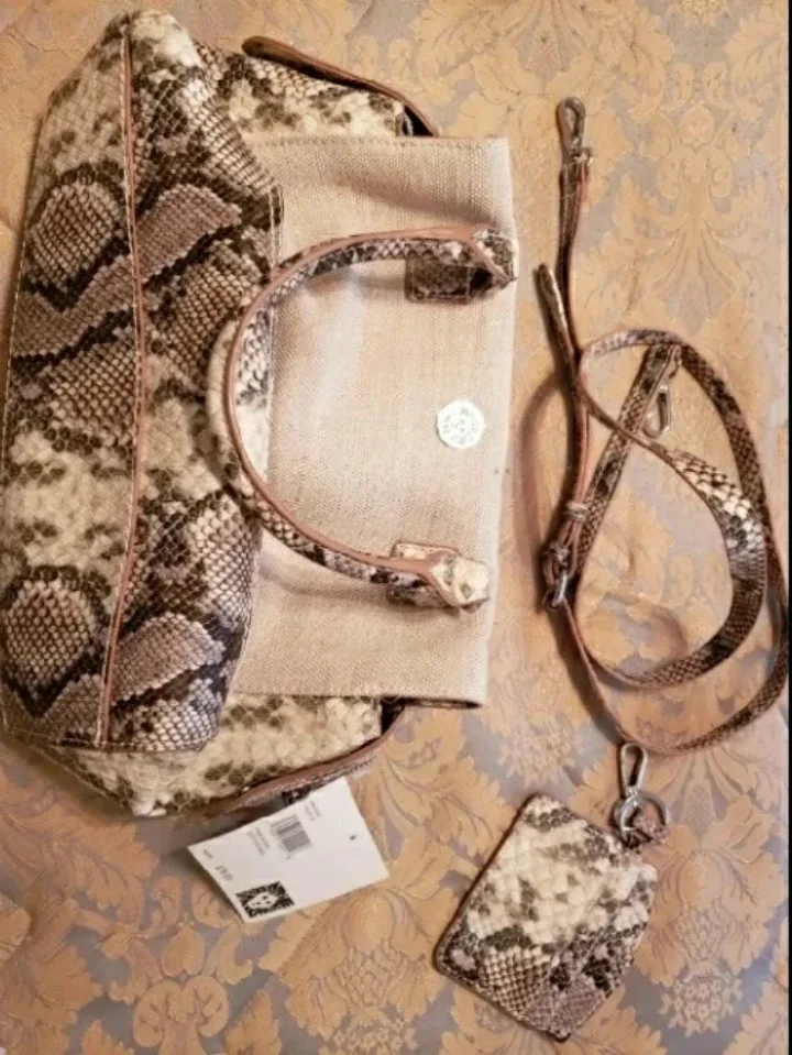 Anne Klein Soft Satchel snakeskin bag w/card wallet (New w/tags) thumbnail