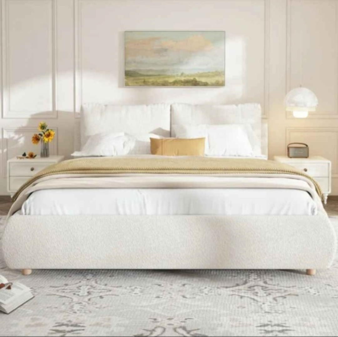 Boucle Fabric Bed Frame for Queen Sized Bed - photo 2