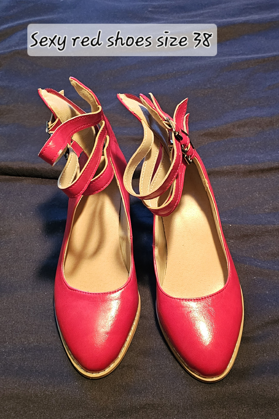 Red Ankle Strap Heels - Size 38