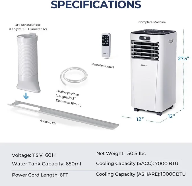 COSTWAY PORTABLE AIR CONDITIONER WITH DRYING FUNCTION image indicator(4)