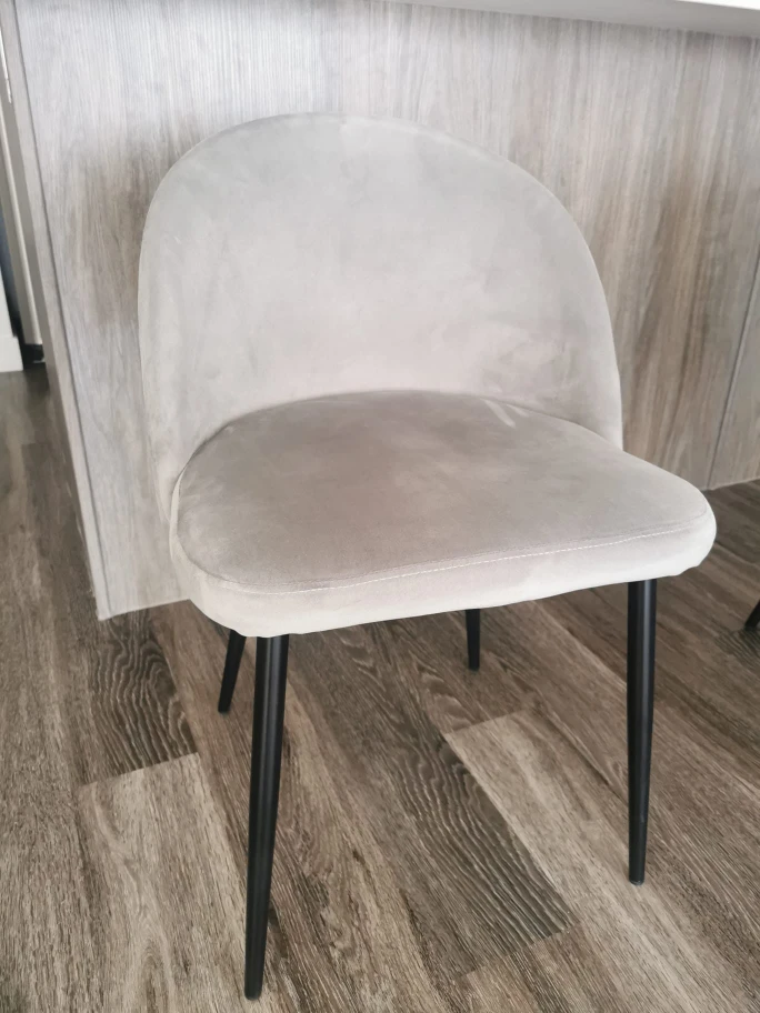 Tempered Glass Round Dining Table with 4 Grey Chairs - photo 3