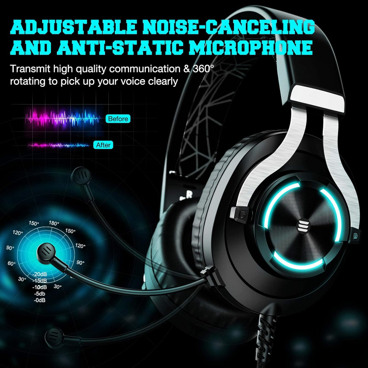 EKSA E3000 Gaming Headset with RGB light Black - photo 4