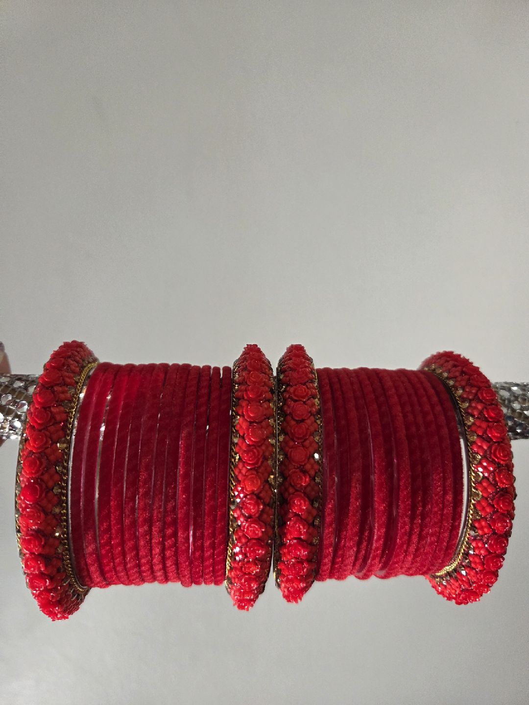 Red Decorative Bangle Set